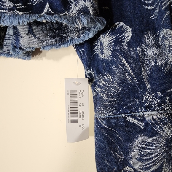 CARLA G. floral design blue denim long sleeves jean jacket - Picture 9 of 14
